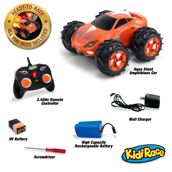 KidiRace Amphibious Remote Control Car ‒ Orange ‒ 360 Degree